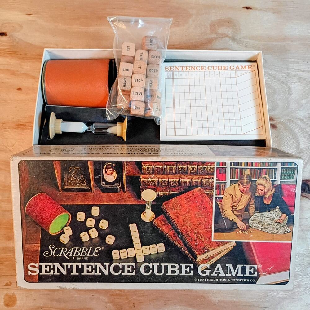 Vintage Scrabble Sentence Cube Game 1971 Complete Box With All Pieces
